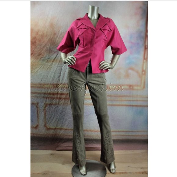 $2990 New ANDREW GN Fuchsia Pink Stylish Origami Peplum Hem Jacket 4 - Picture 7 of 8